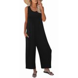 Macacão Regata Solto Casual Casual De Verão Da Romper Nfsion, Preto