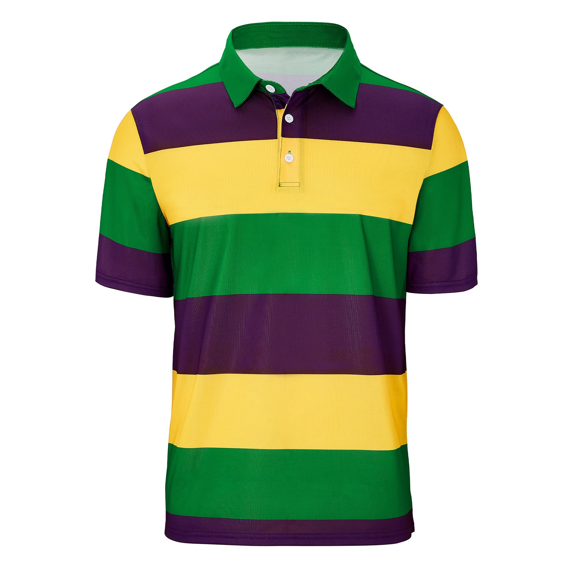 Camisa Polo Zando Mardi Gras Para Homens Listrada Roxo-verde-amarelo
