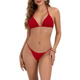 Biquíni Makemechic Solid Halter Triangle High Cut Red Feminino