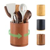 Porta-utensílios Gorsent Wooden 360°, Giratório De 18,5 Cm, Madeira Sapele