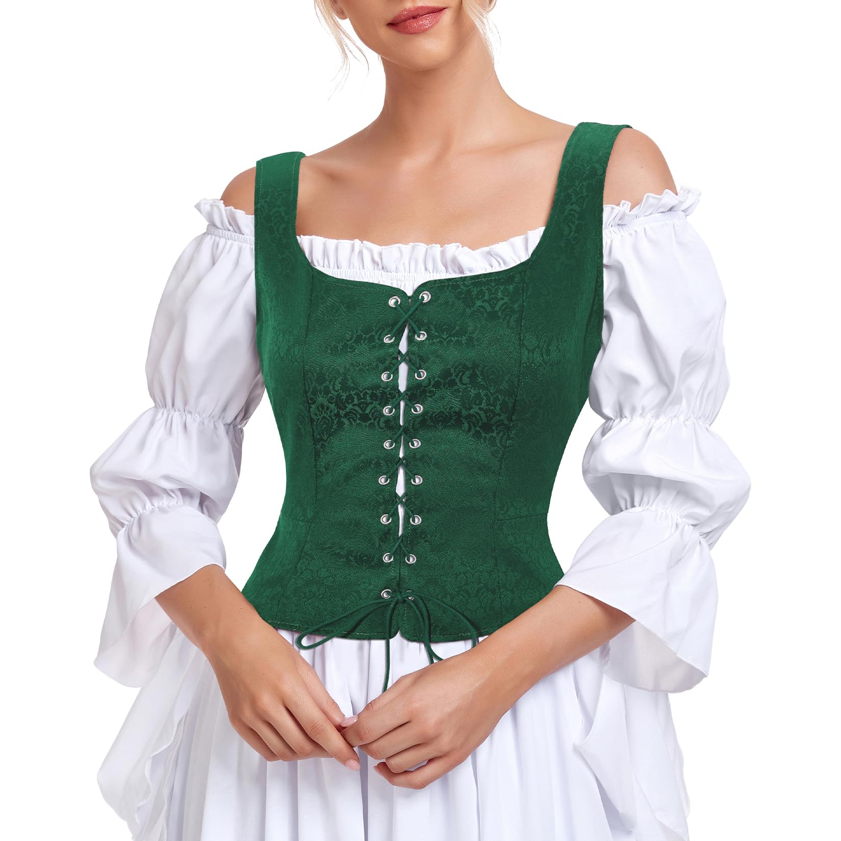 Costume Century Star Renaissance Corset Pirate Vest Green L