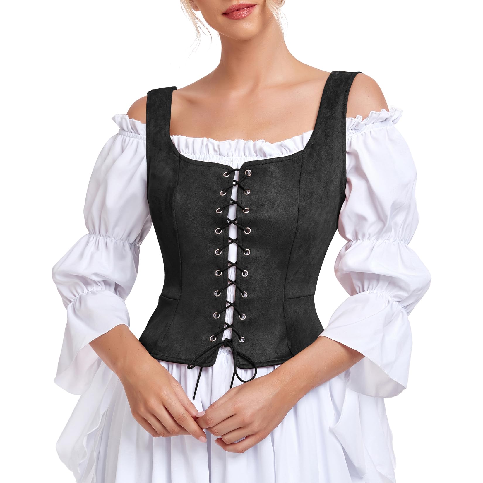 Costume Century Star Renaissance Corset Pirate Vest Black M