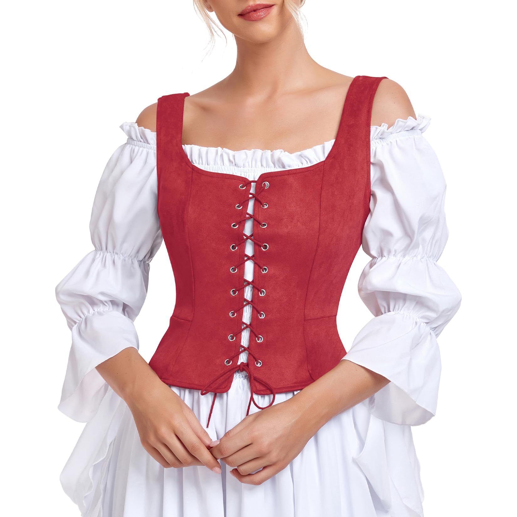 Costume Century Star Renaissance Corset Pirate Wine Red Large