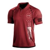 Camisa Polo Harglesman Masculina Patriotic American Flag Vermelha 2gg