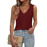 Blusa Feminina Luxveer Sem Mangas Com Decote Em V Com Babados, Tamanho L