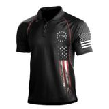 Camisa Polo Masculina Harglesman Patriotic American Flag 2gg Preta