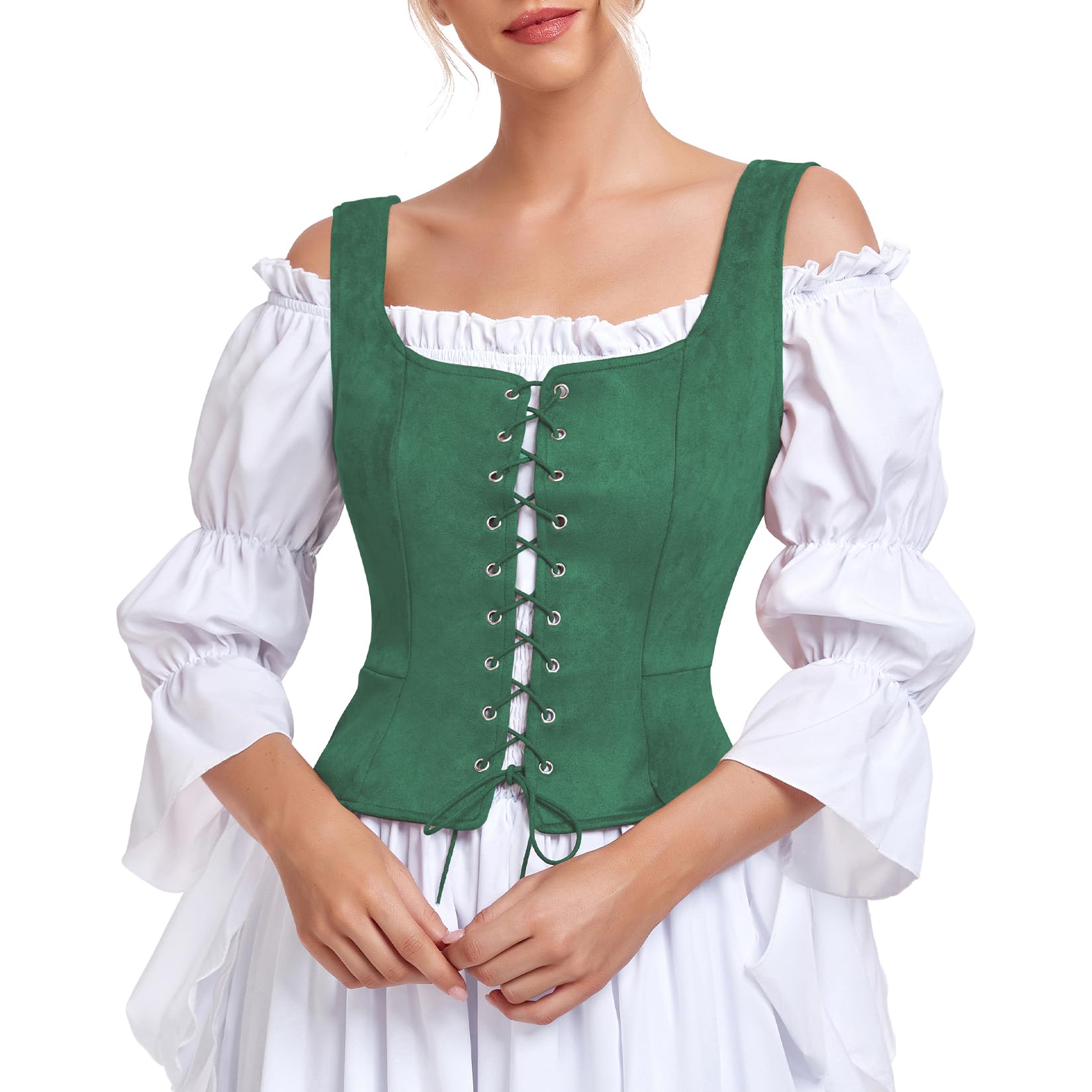 Costume Century Star Renaissance Corset Pirate Vest Green M
