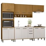 Cozinha 5 Pecas Balcao Pia 270 Cm Cria Freijo Ripado Off White Pln