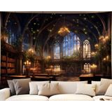 Estante De Livros Tapeçaria Qghot Library Fairy Tale Magic School 200x150cm