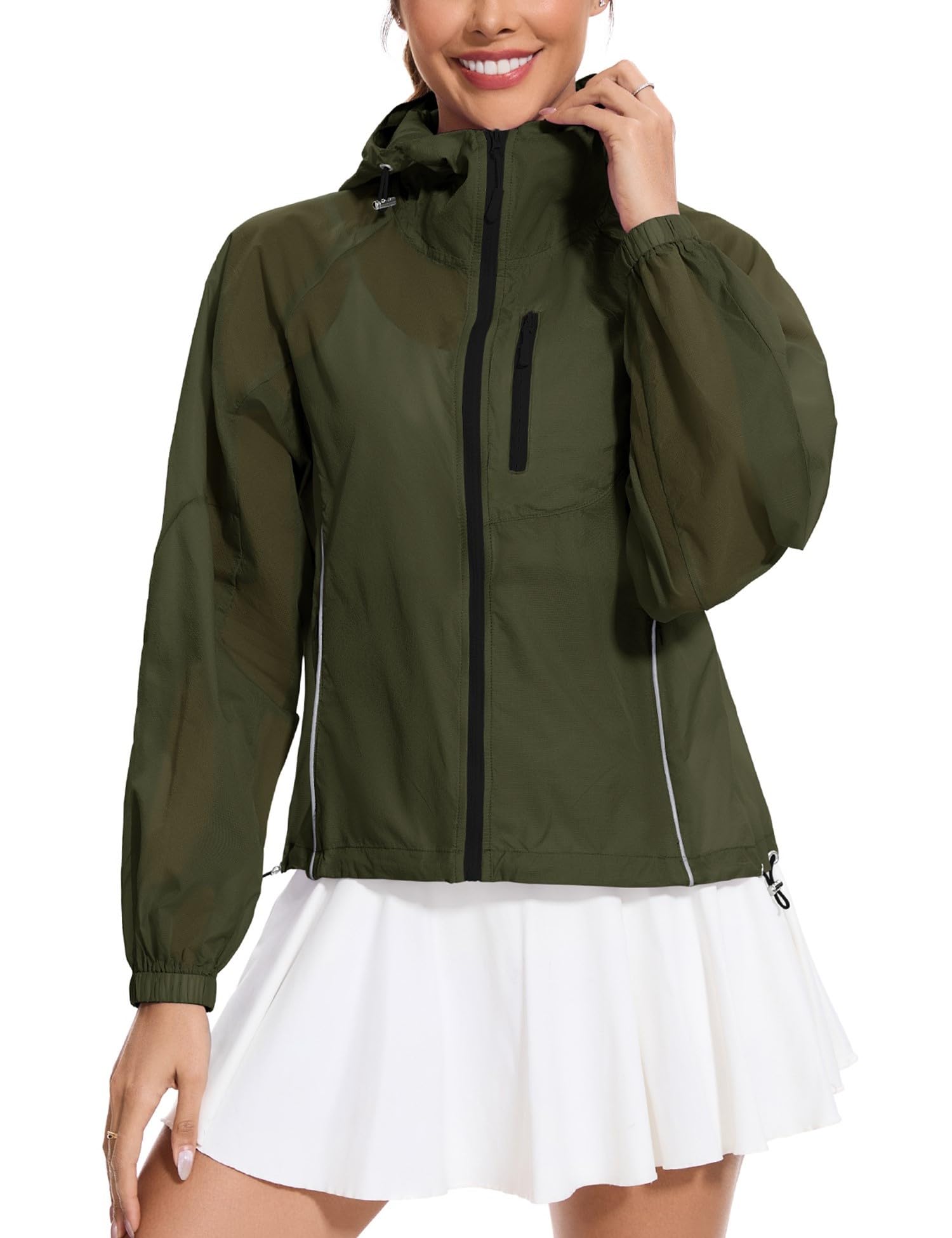 Blusão Ahoogue Cropped Athletic Sun Com Capuz Cooling Green M