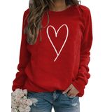 Moletom Feminino Sunidol Com Estampa De Coração, Manga Comprida, Vermelho M