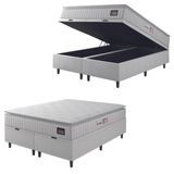 Cama Box Baú Casal Queen Colchão Espuma D33 Pillow Top Van Gogh 158x198x65cm Branco Hellen Suporta Até 120 Kg Por Pessoa