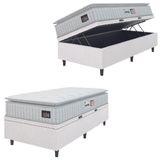 Cama Box Baú Solteiro Colchão Espuma D33 Pillow Top Van Gogh 88x188x65cm Branco Hellen Suporta Até 120 Kg Por Pessoa