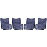 4 Poltronas Texas Em Alumínio Preto Corda Náutica Trama Azul