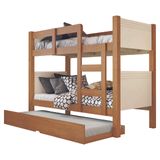 Beliche Solteiro Com Cama Auxiliar Alaska Para Colchão Até 0,88m Off White / Madeirado Conquista