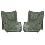 2 Poltronas Texas Em Alumínio Fendi Corda Náutica Trama Verde