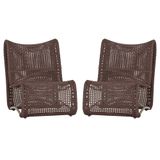 2 Poltronas Texas Em Alumínio Fendi Corda Náutica Trama Marrom
