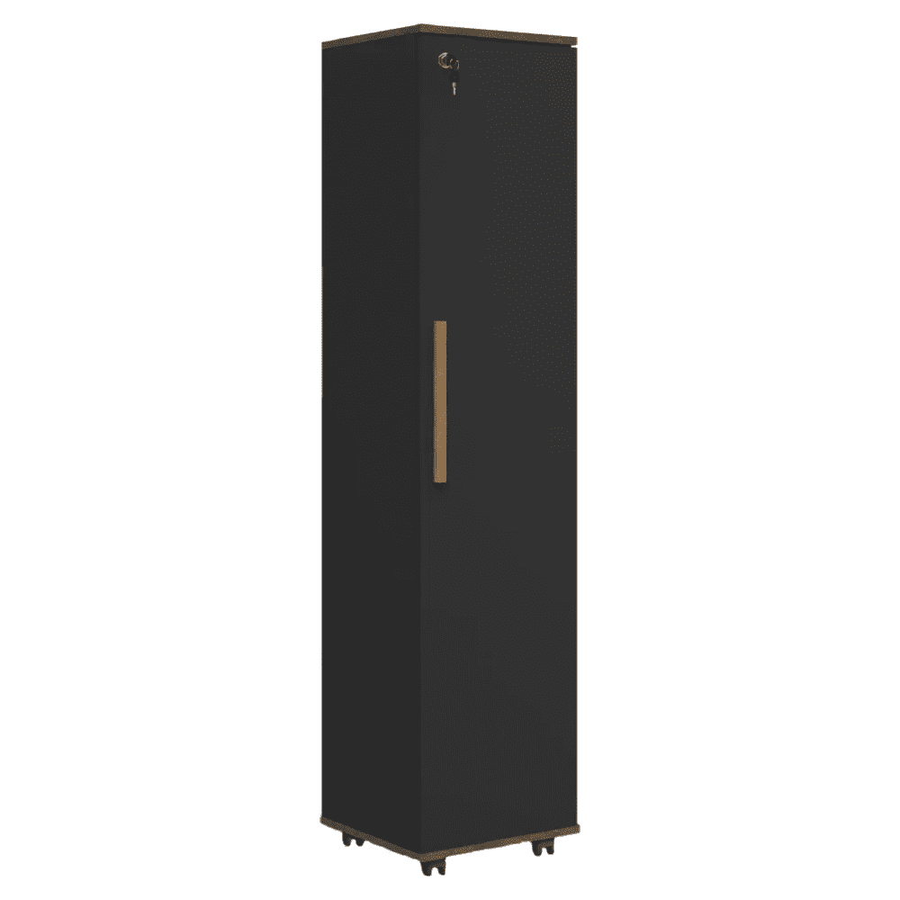 Armário Multiuso Para Escritório Com Chave E Rodízios 1 Porta Lune Preto J&amp;a