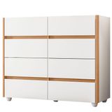 Cômoda Aparador 8 Gavetas Com Tampo Estilo Bandeja Eternity Branco/freijó