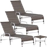 3 Espreguiçadeiras E Mesa Decorativa Piscina Trama Original Argila