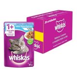 Caixa 20un Ração Úmida Whiskas Sachê Gatos Castrados Peixe 85g