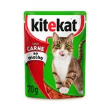 Ração Úmida Kitekat Sachê Carne Ao Molho Para Gatos Adultos 70 G - 1 Unidade