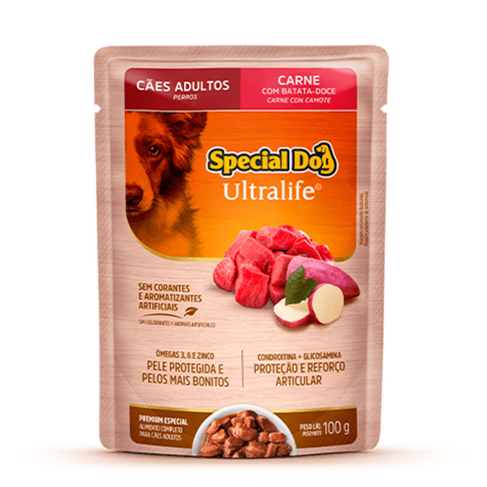Sachê Special Dog Ultralife para Cães Adultos Sabor Carne com Bata-Doce 100g