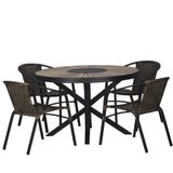 04 Cadeiras Floripa Em Alumínio Pintura E Mesa Atenas 120cm Cappuccino