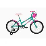 Bicicleta Aro 20 Infantil Mtb Girl Com Roda Lateral - Azul Turquesa
