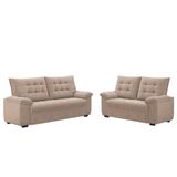 Conjunto De Sofá 2 E 3 Lugares Bertioga Veludo Capuccino Luizzi