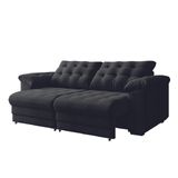 Sofá Retrátil E Reclinável Bipartido 3 Lugares 2,30m Suede Veludo Coliseu Selmer Preto