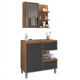 Gabinete Suspenso 80 Cm E Espelheira Cj2001 Mell Grafite Faem Mell Grafite