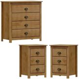 Comoda 4 Gv 02 Mesas De Cabeceira 3 Gv Madeira Maciça Freijo Milani Store