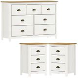 Comoda 7 Gv 02 Mesas De Cabeceira 3 Gv Madeira Maciça Branco Freijo Milani Store