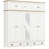 Guarda Roupa 10p 3g Espelho Madeira Maciça 220 Cm 9139 Branco Freijo Milani Store