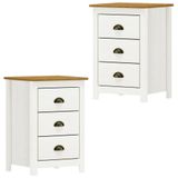 Kit 02 Mesas De Cabeceira Madeira Maciça 46 Cm 9130 Branco Freijo Milani Store