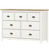 Comoda 7 Gavetas Madeira Maciça 125 Cm 9174 Branco Freijo Milani Store