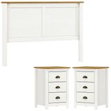Cabeceira Queen E 02 Mesas Cabeceira 3 Gv Madeira Maciça Branco Freijo Milani Store