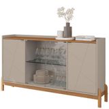 Balcao Buffet 50528 Porta De Vidro 168cm Off White Cedro Dcasa Off White Cedro