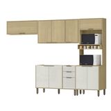 Cozinha Modulada 4 Pecas Balcao Pia 270 Cm Glor Castanho Off White Mxm