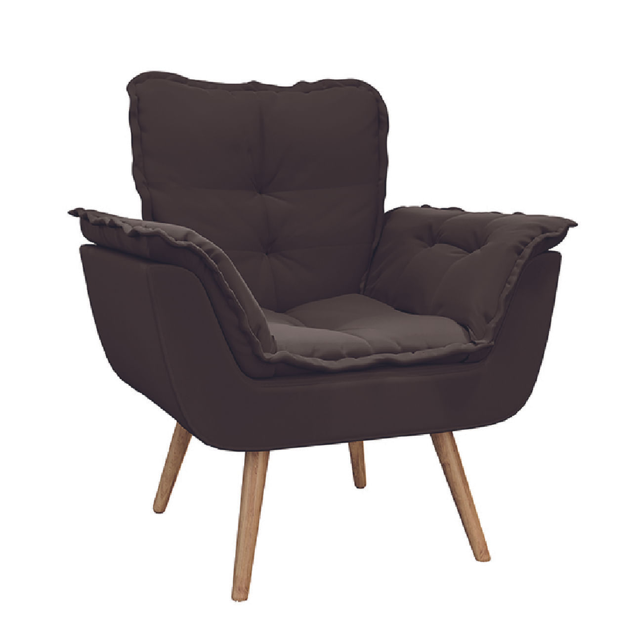 Poltrona Decorativa Dubai Para Sala Veludo Marrom Selmer