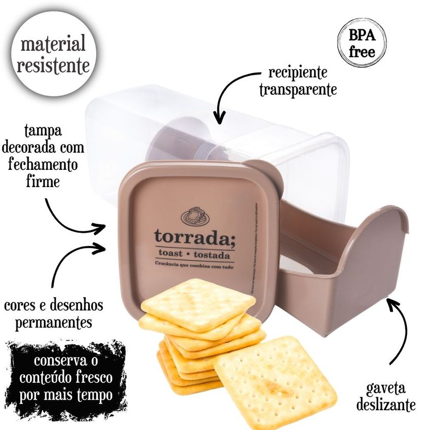 Kit Porta Frios, Mortadela, Pães, Manteiga, Torrada E Suporte De Café 7 Peças Plasutil - imagem 4
