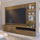 Home Theater 4 Gavetas 4 Prateleiras Com Led Cancún Amêndoa - Colibri