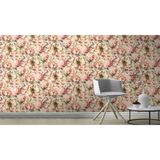 Papel De Parede Barbara Home Flores Branca Rosa E Verde 485158