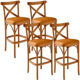 Kit 04 Banquetas Altas Cozinha Bancada Bar Sala Jantar Estofada Ávila L02 Couríssimo Whisky - Lyam