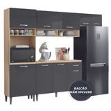 Armário De Cozinha Completa 6 Portas 4 Nichos Aurora Avena/grafite Aramóveis