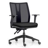 Cadeira De Escritório Giratória Diretor Flow F02 Base Preta Crepe Preto - Lyam Decor