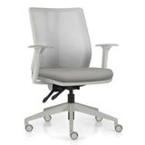 Cadeira De Escritório Giratória Diretor Flow F02 Base Cinza Crepe Cinza - Lyam Decor