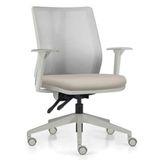 Cadeira De Escritório Giratória Diretor Flow F02 Base Cinza Sintético Bege - Lyam Decor