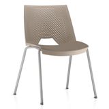 Cadeira Empilhável Fixa Liked F02 Base Aço Cinza Nude - Lyam Decor